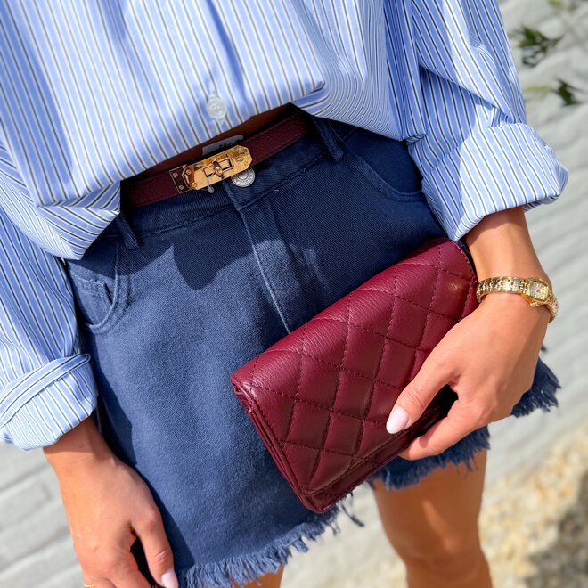 Burgundy quilted Clutch