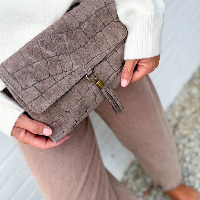 *Croco Suede Bag Taupe