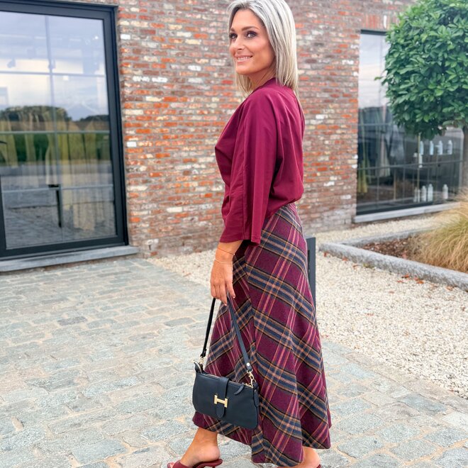 *Midi Check skirt Burgundy