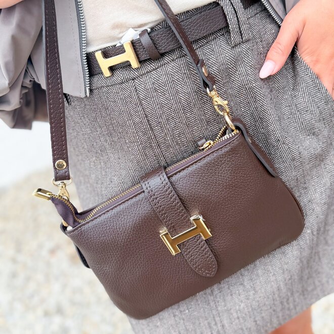 *H Classic Handbag Dark Brown