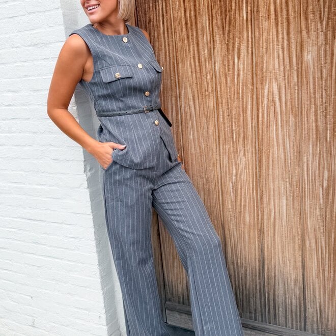*Autumn Pinstripe Gilet Grey