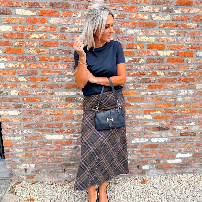 *Midi Check skirt Kaki