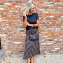 *Midi Check skirt Kaki
