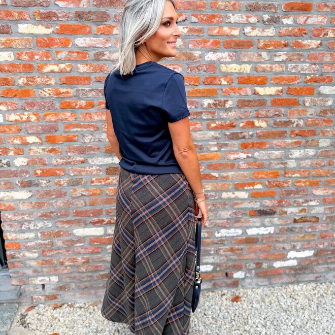*Midi Check skirt Kaki