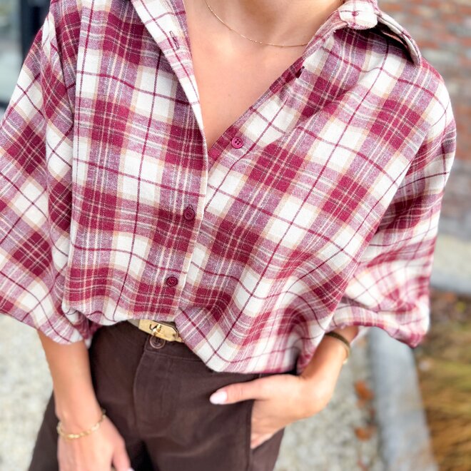 *Weekend Check Blouse Burgundy