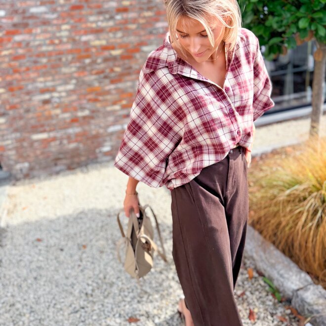 *Weekend Check Blouse Burgundy
