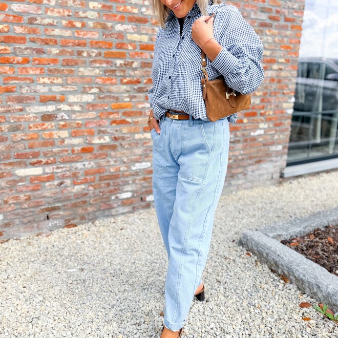 *Classic Check Blouse Navy