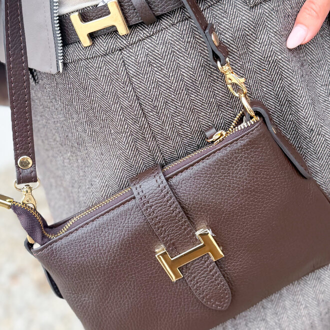 * H Lederen Riem Dark Brown 2 cm