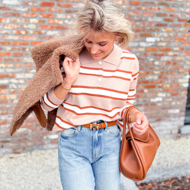 * H Lederen Riem Camel 2 cm