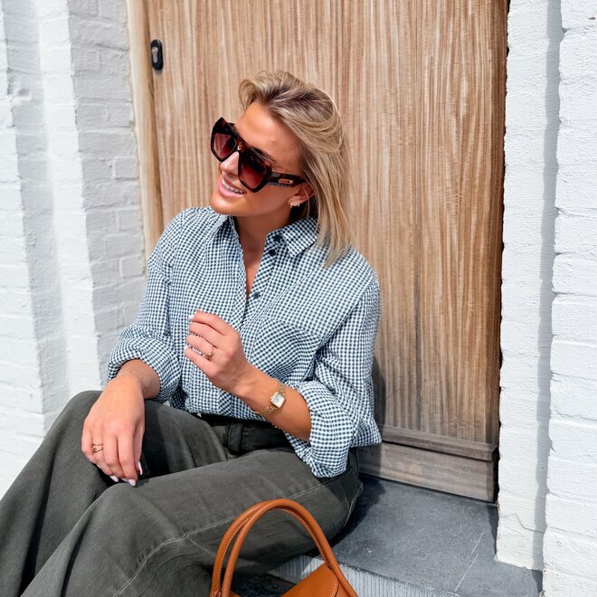 *Classic Check Blouse Green