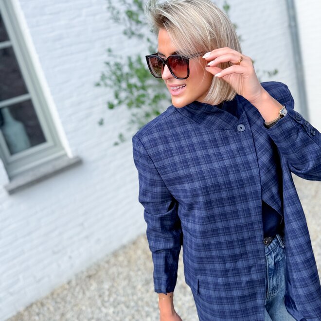 Asymmetric Check Blazer