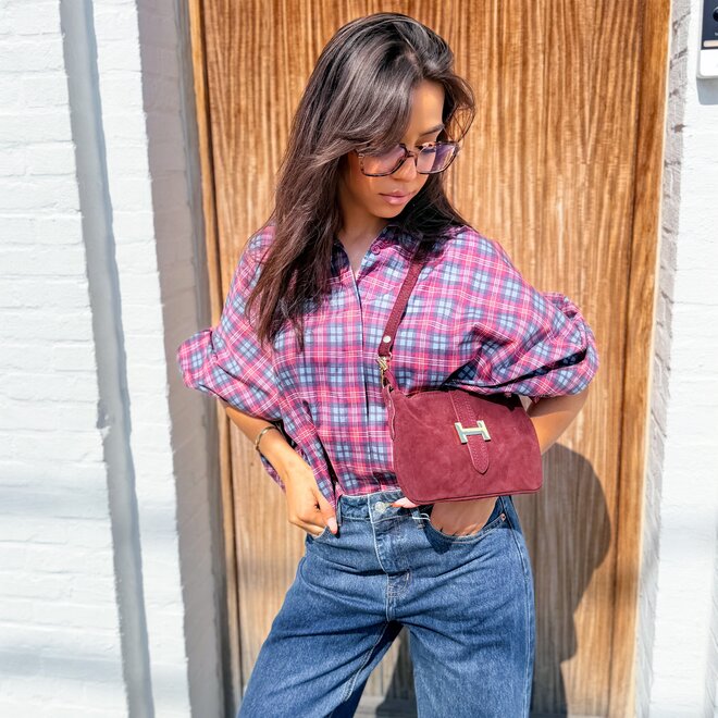 *Weekend Check Blouse Red-Blue