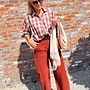 *Plaid flannel-style zip-up overshirt