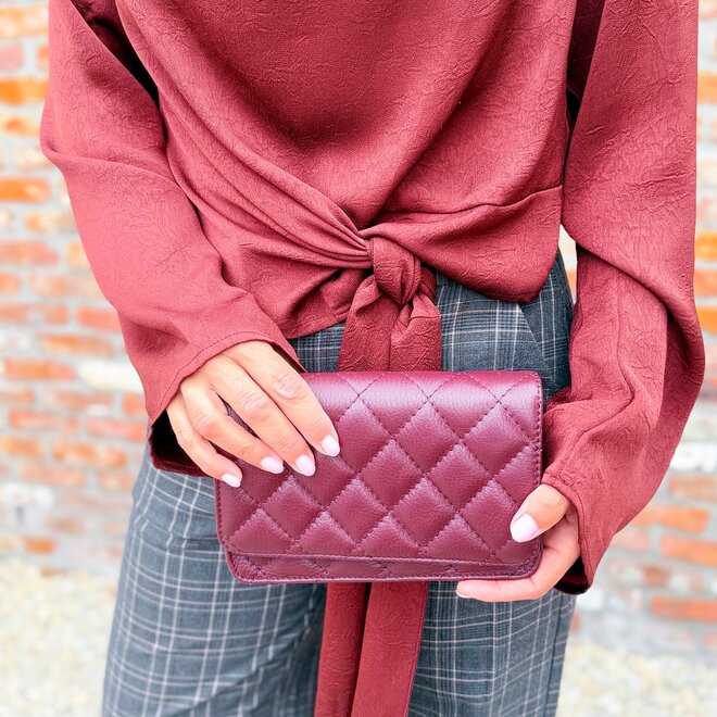 Burgundy quilted Clutch
