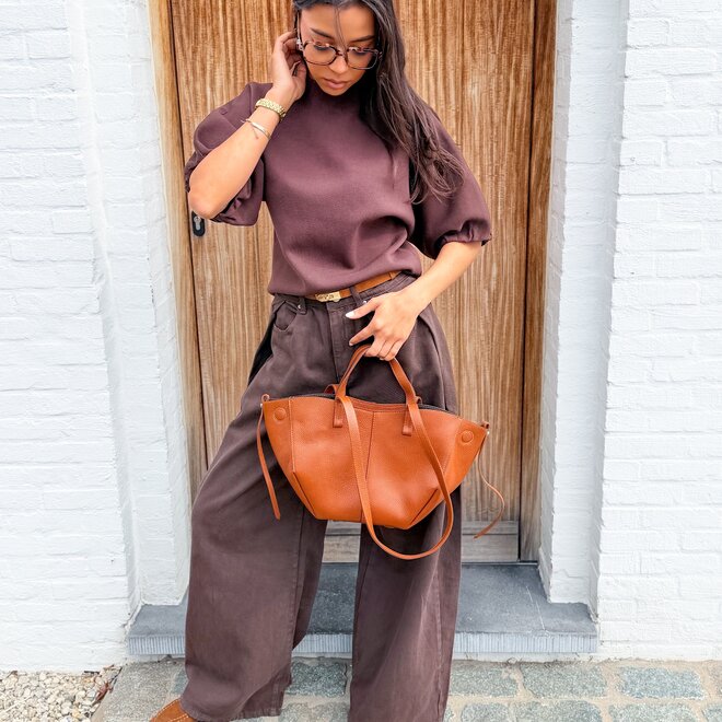*Pleated denim brown
