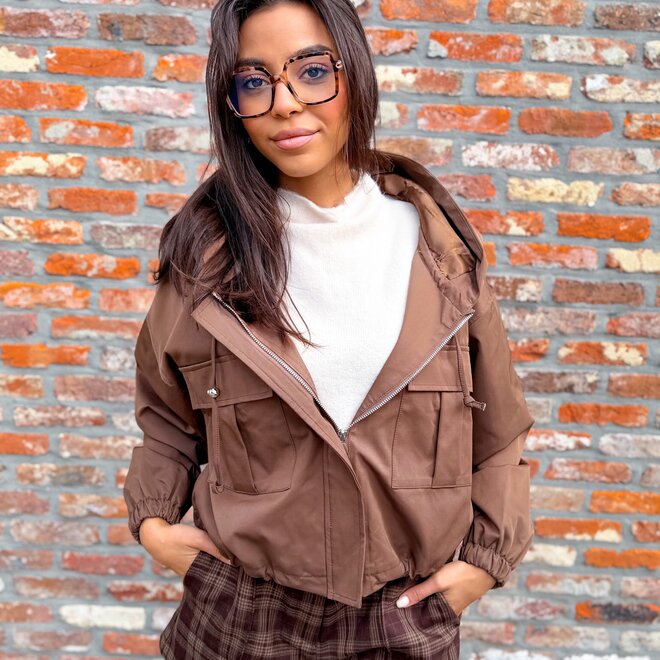 *Cropped parka jacket brown