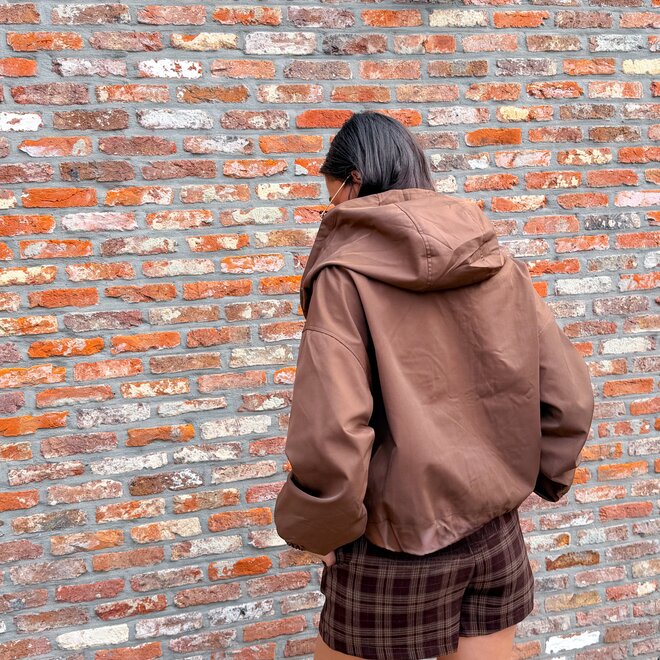 *Cropped parka jacket brown