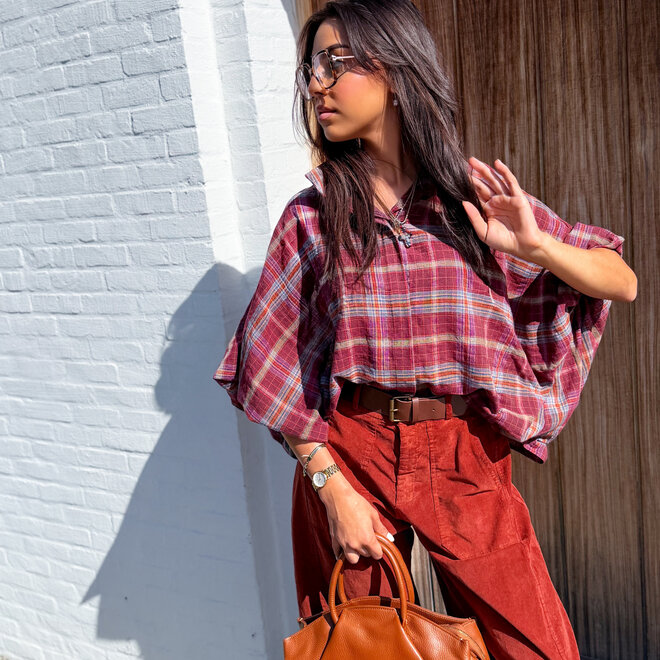 *Flawless check hemdje burgundy