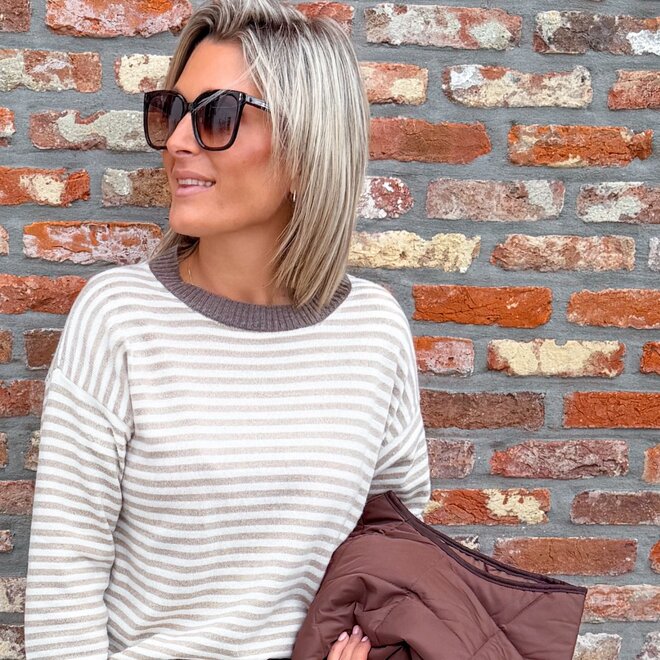 *Contrast Stripe Cashmere Pull
