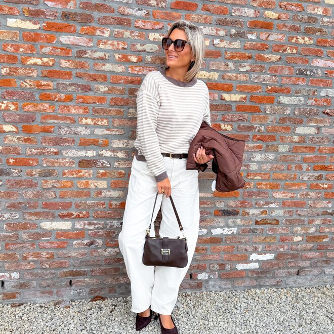 *Contrast Stripe Cashmere Pull