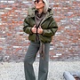 *Leather look puff jacket kaki