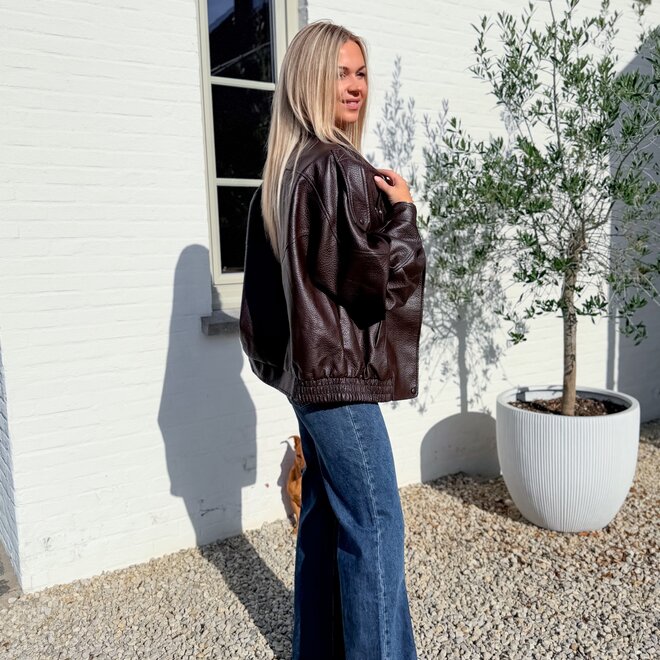 *Urban Leather look Jacket Brown