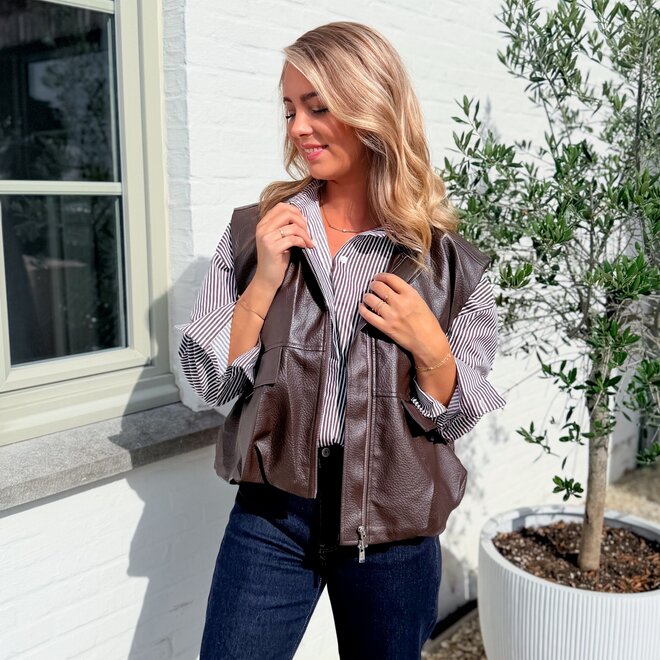 *Chocolate faux leather gilet
