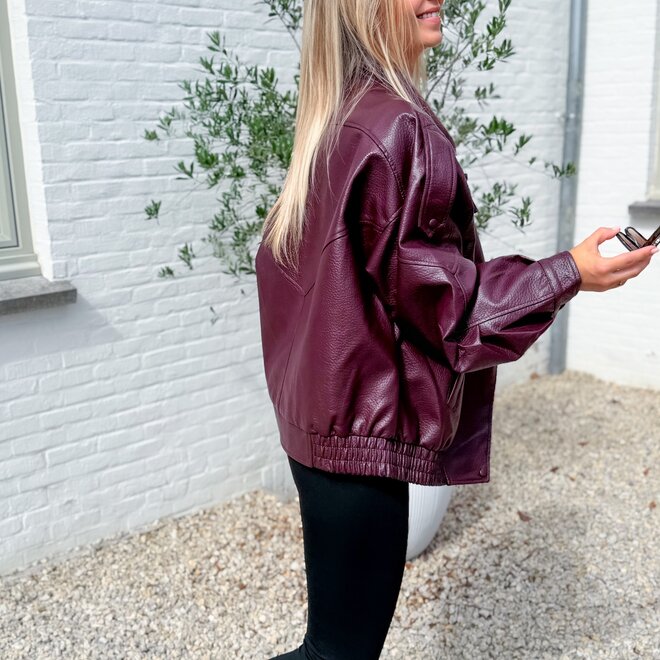 Urban Leather look Jacket Burgundy
