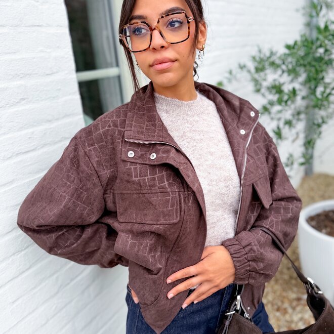 *Suede croc jacket brown