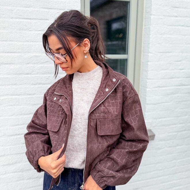 *Suede croc jacket brown