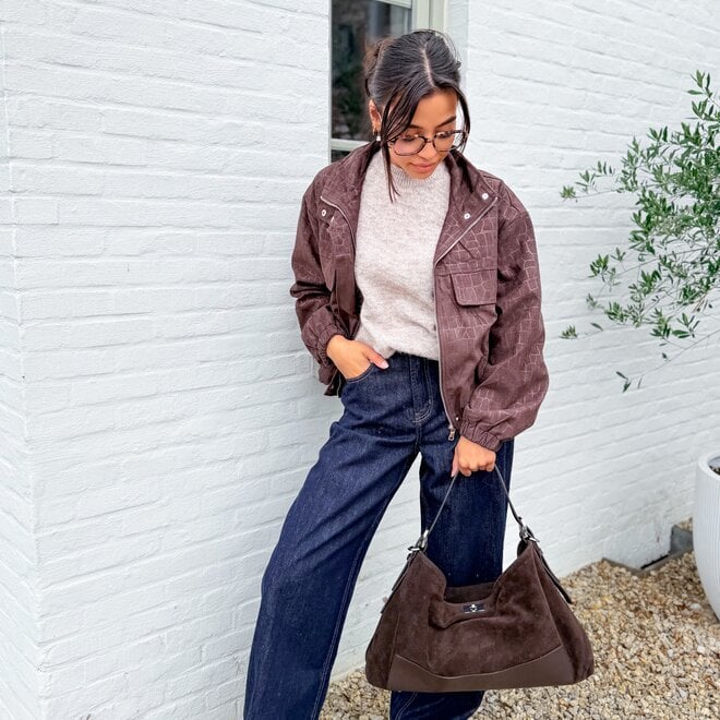 *Suede croc jacket brown