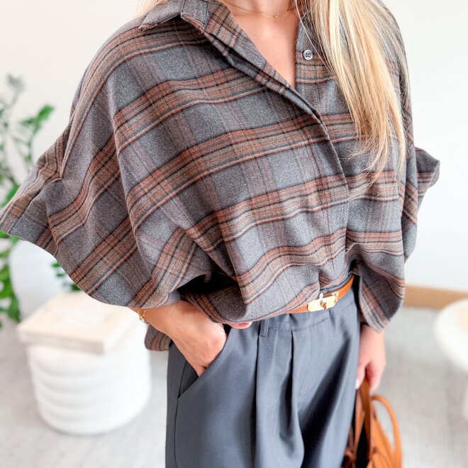 * Stone check shirt