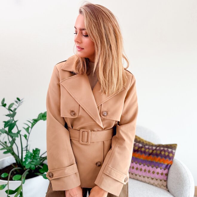 *Camel trench up jacket