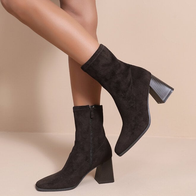 Brown Suede Look Ankle Boots