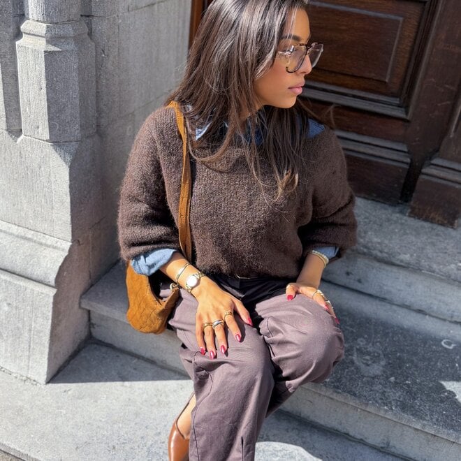 *Cotton barrel pants brown