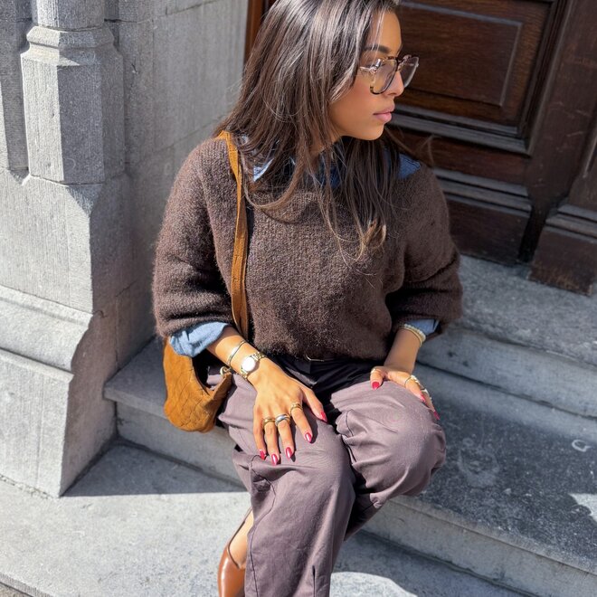 *Cotton barrel pants brown