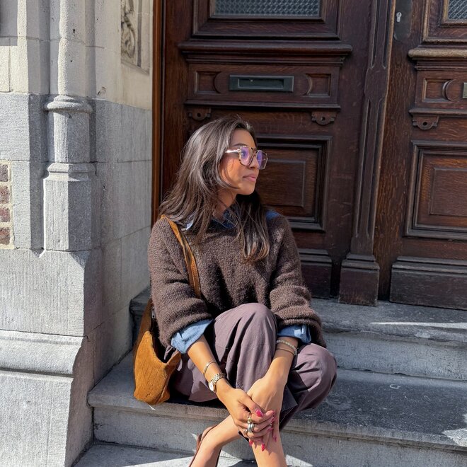 *Cotton barrel pants brown