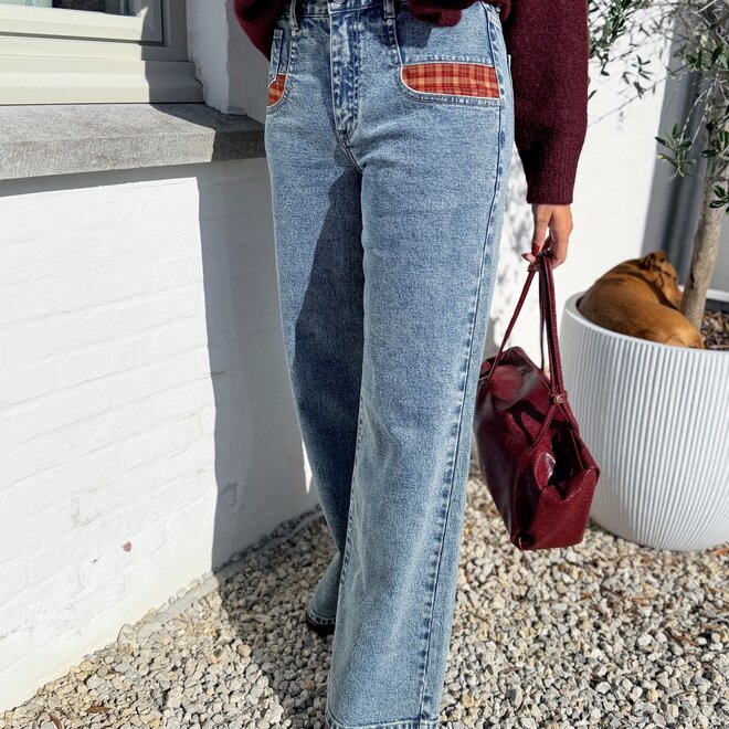 *Check pocket jeans