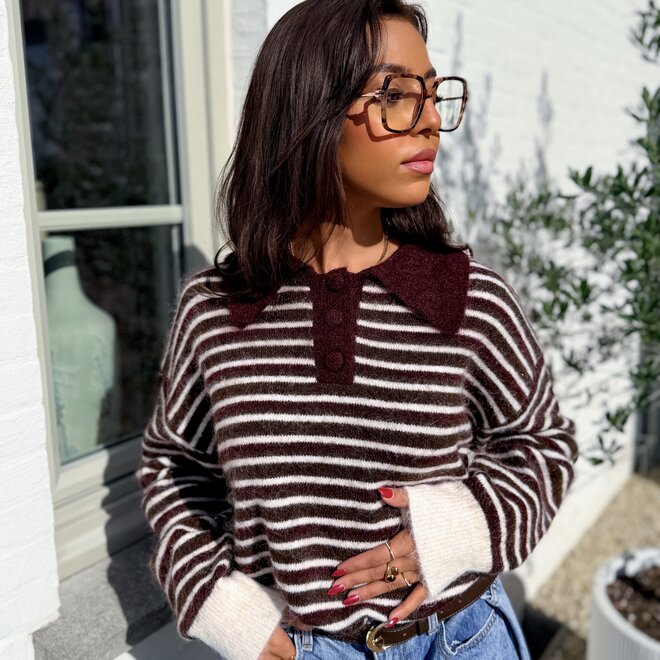 *contrast polo knit