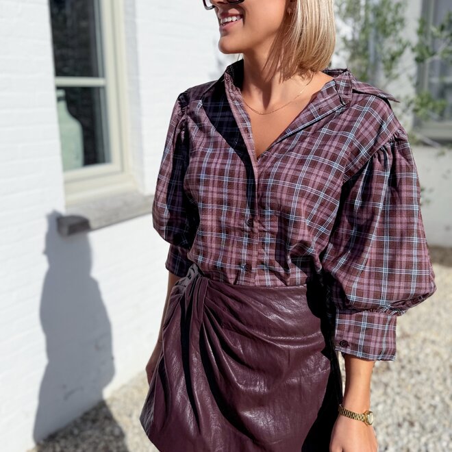 *Wrapped leather look skirt bordeaux