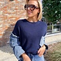 *Denim sleeves sweater
