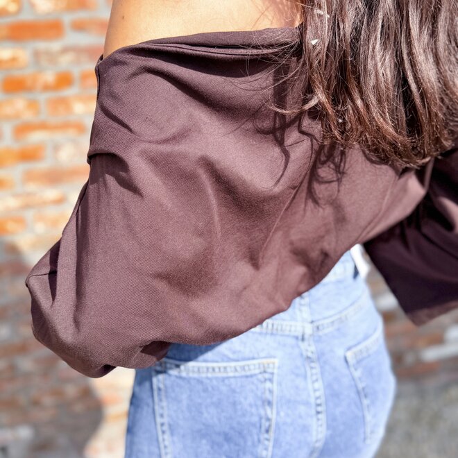 *Jersey sleek shoulder top brown