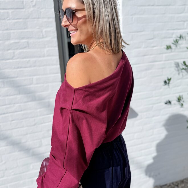 *Jersey sleek shoulder top bordeaux