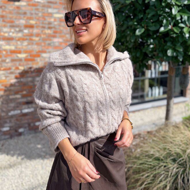 *Wrapped leather look skirt brown