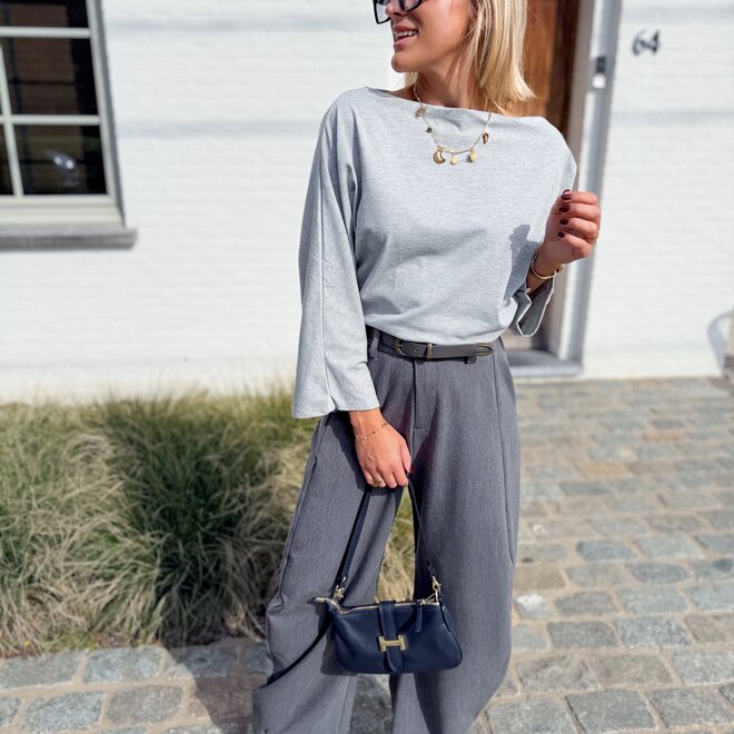 *Jersey sleek shoulder top grey