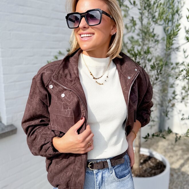 *Suede croc jacket brown