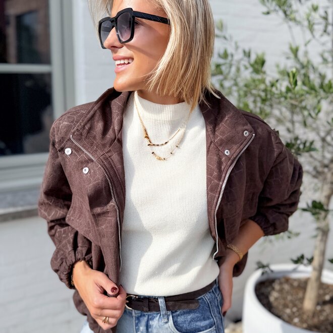 *Suede croc jacket brown