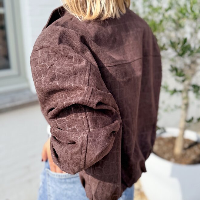 *Suede croc jacket brown