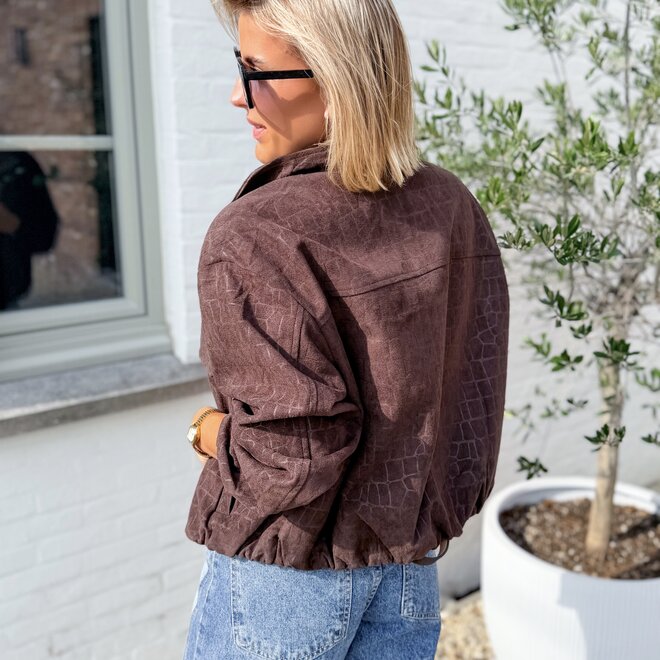 *Suede croc jacket brown
