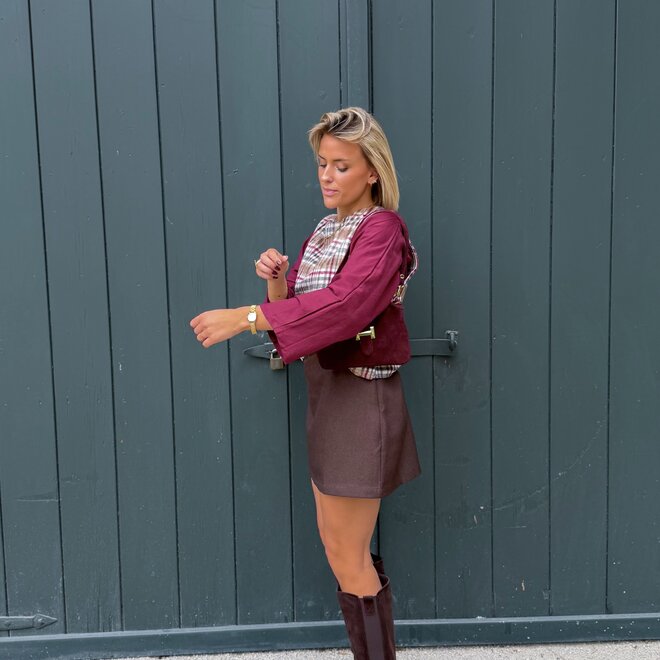 *Jersey sleek shoulder top bordeaux